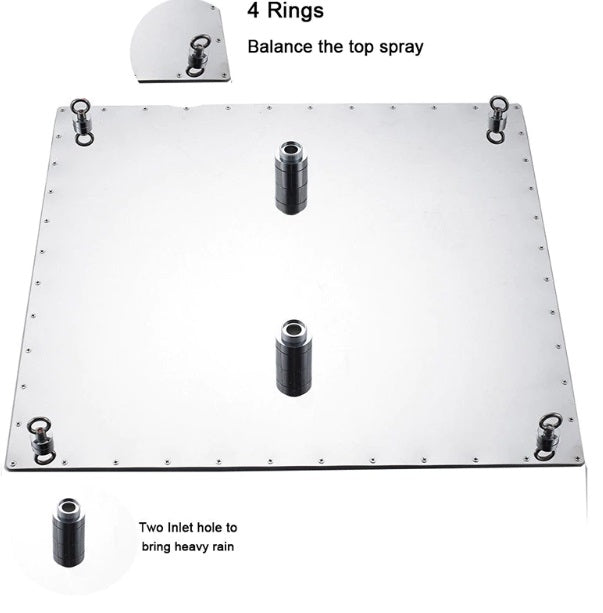 Juno Square 24" Chrome Huge Color Changing Bath Shower Head