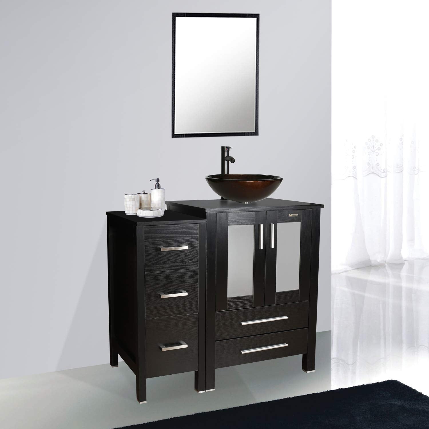 Juno Black Vessel Vanity Set 