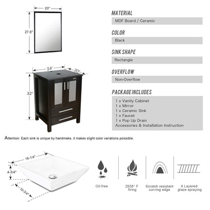 Juno Rectangular Ceramic Vessel Vanity Set