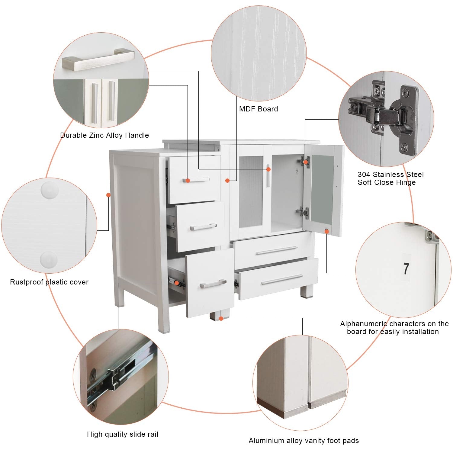 Juno 36" White Cabinet Vessel Sink