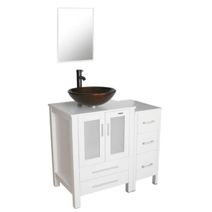 Juno White 36" Vanity Set with Brown Vessel