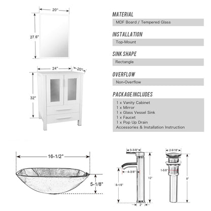 Juno 36" White Cabinet Vessel Sink