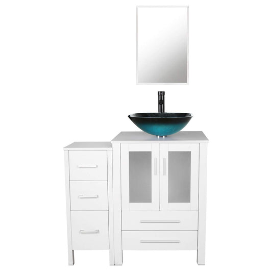 Juno White 36" Vanity Set with Turquoise Vessel sink