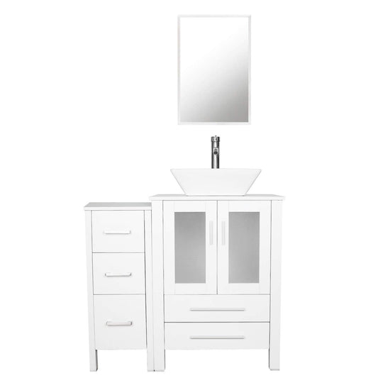 Juno 36" White Cabinet with Vessel Sink 