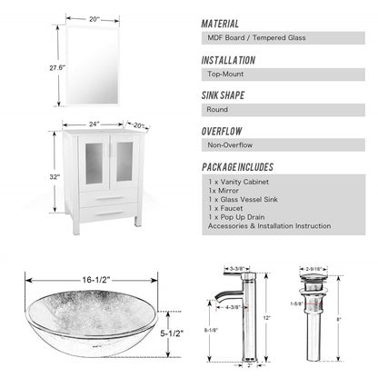 Juno White 36" Vanity with Yellow Vessel Sink