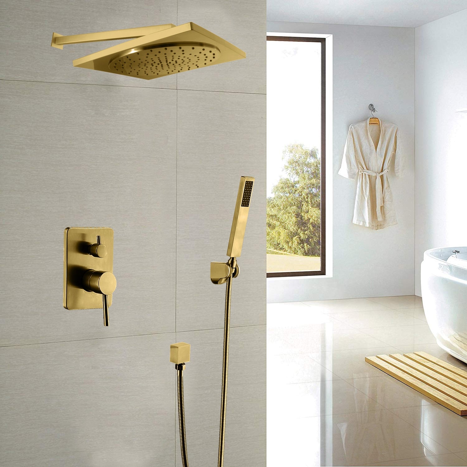 Juno Wall Mount Gold Shower Head 