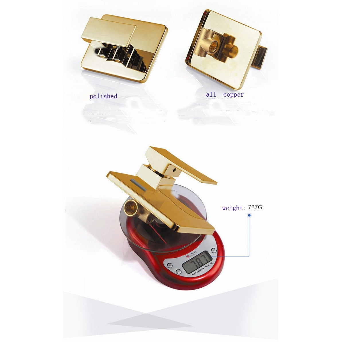 Juno Square Gold Wall Mounted Widespread Rain Waterfall Bathroom Shower