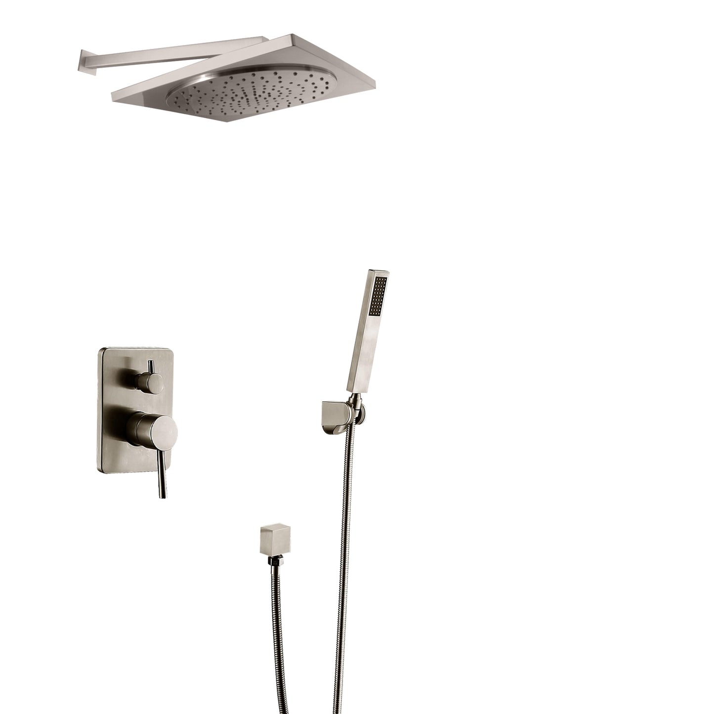 Juno Wall Brushed Nickel Rain Shower Head 