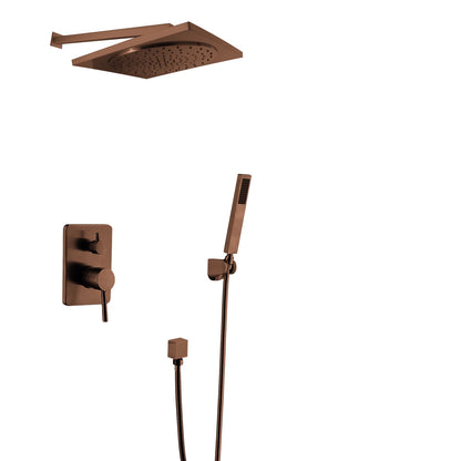 Square Oil Rubbed Bronze Rain Shower Head And Handheld Shower Faucet