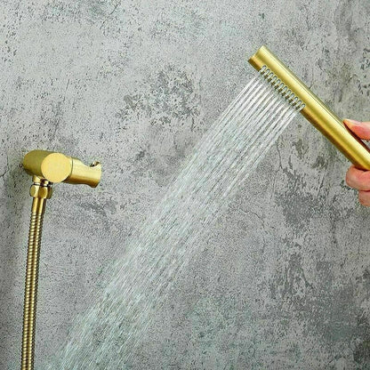 Juno Square Wall Mount Gold Shower Head Set with Handheld Shower