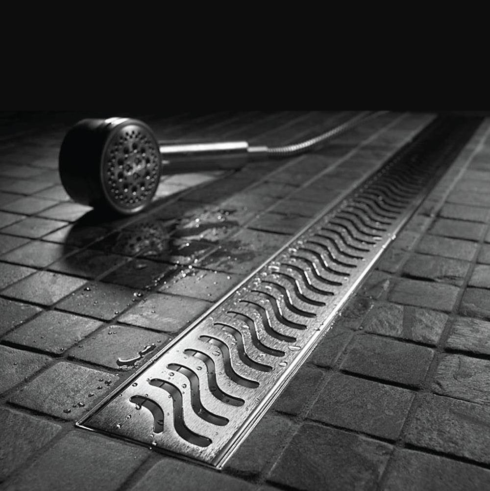 Juno Stainless Steel Linear Shower Drain Flag Design Flange Body