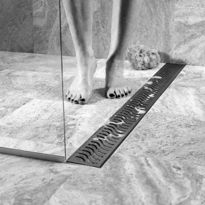 Juno Stainless Steel Linear Shower Drain Flag Design Flange Body