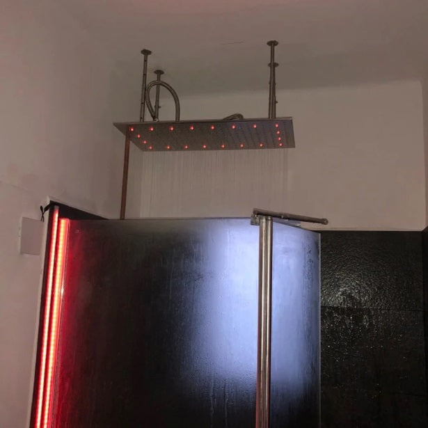 Juno Stainless Steel Rectangle Brushed Nickel Rainfall Ceiling Shower