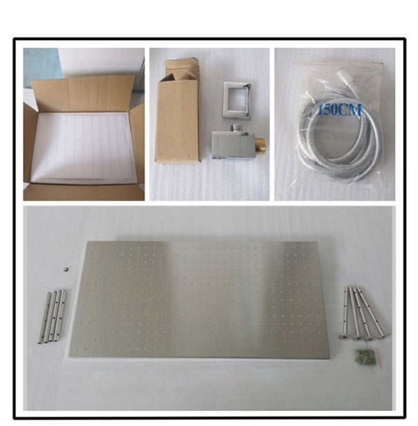 Juno Stainless Steel Rectangle Brushed Nickel Rainfall Ceiling Shower