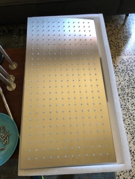 Juno Stainless Steel Rectangle Brushed Nickel Rainfall Ceiling Shower