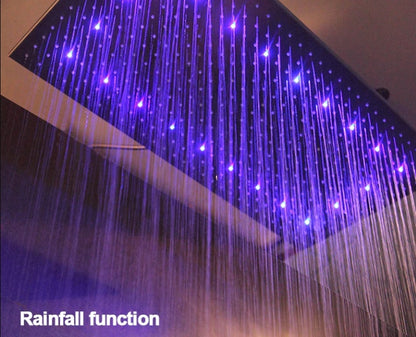 Juno Stainless Steel Rectangle Brushed Nickel Rainfall Ceiling Shower