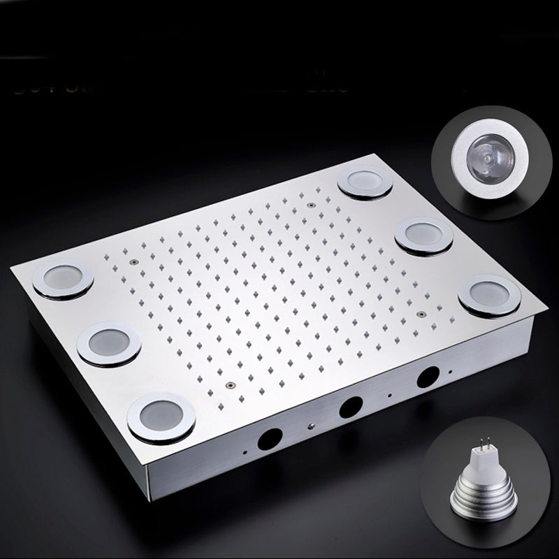 Juno Stainless Steel wall mounted head, LED Rain Shower Set with Body Jets