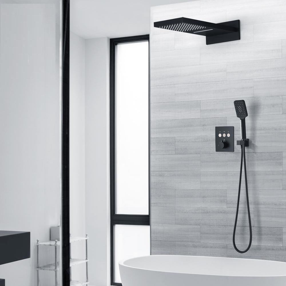 Matt black wall mount shower head