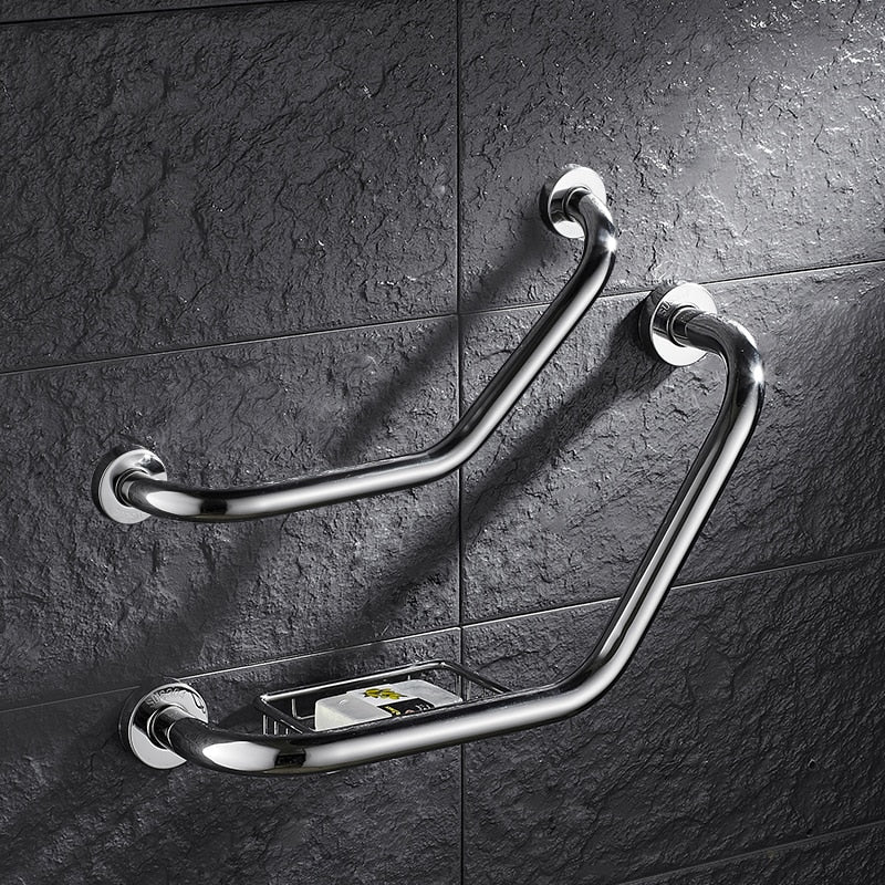 Juno Chrome Safety Bar Handrail Wall Mount Bathroom Bathtub Support Bars With Soap Dish