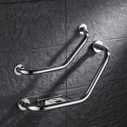 Juno Chrome Safety Bar Handrail Wall Mount Bathroom Bathtub Support Bars With Soap Dish