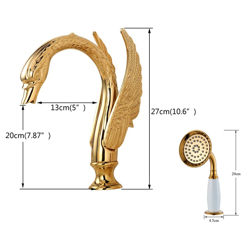 Juno Multi Colir Finish Swan Bathtub Faucet with Hand Held Shower