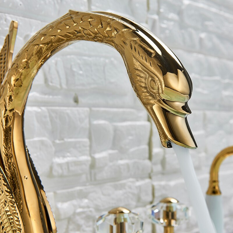 Juno Multi Colir Finish Swan Bathtub Faucet with Hand Held Shower