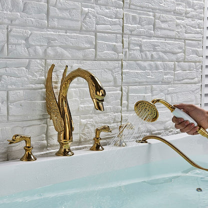 Juno Multi Colir Finish Swan Bathtub Faucet with Hand Held Shower