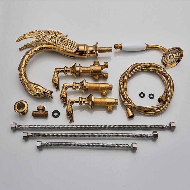 Juno Multi Colir Finish Swan Bathtub Faucet with Hand Held Shower