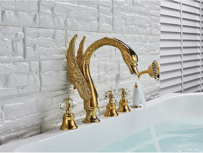 Juno Multi Colir Finish Swan Bathtub Faucet with Hand Held Shower