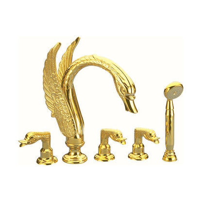Swan Bathtub Faucet Waterfall Gold Finish