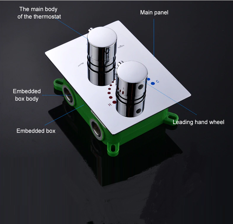 Juno Thermostatic Wall Mount 10” Shower Head with Faucet & Hand-Held Shower