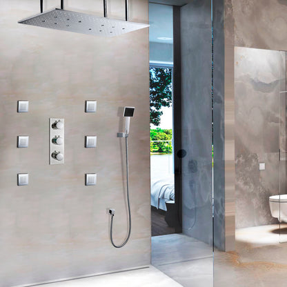 Juno Toulouse 24 LED Rain Shower Head Thermostatic Shower Valve Set