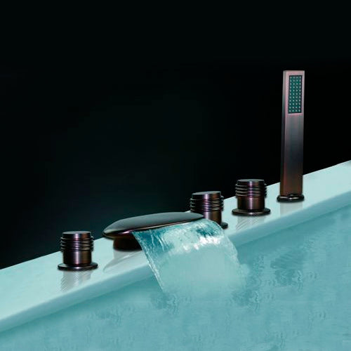 Juno Toulouse Narrow Triple Handle Bathroom Waterfall Bathtub Faucet Oil Rubbed Bronze