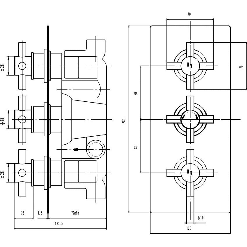 Juno Toulouse New Crystal 3 Outlet Concealed Thermostatic Triple Shower