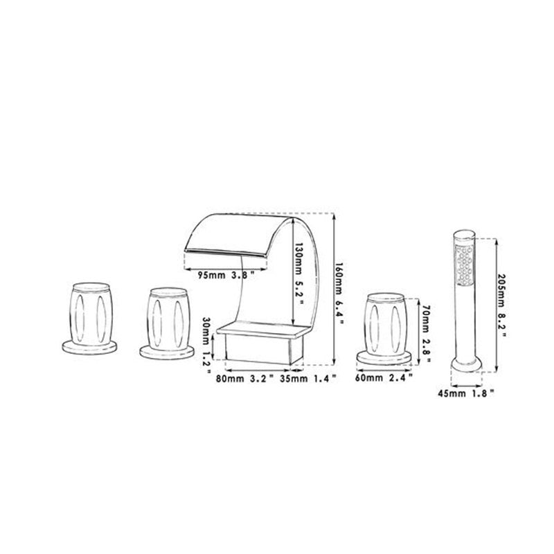 Juno Triple Handel Chrome Roman Bathtub Faucet and Hand Held Shower