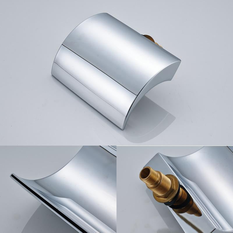 Juno Triple Handles Waterfall LED Bathtub Faucet with Hand-Shower