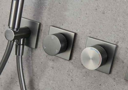 Juno Wall Mounted Dual Handle Rainfall Head Shower Set