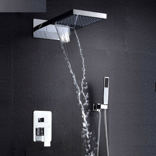 Juno Wall Mount Chrome Brass Waterfall Rain Shower Head