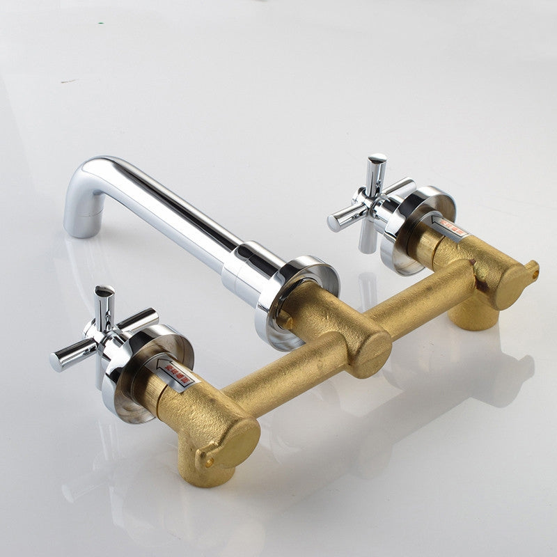 Juno Wall Mount Easy Install Dual Handle Chrome Bathroom Bathtub Faucet