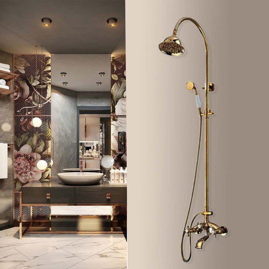 Gold Plated Shower Head brass wall mount faucet handshower