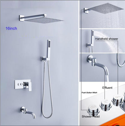 Juno Wall Mount Chrome Shower Set in 3-Way Water Function With Concealed Thermostatic Valve Mixer