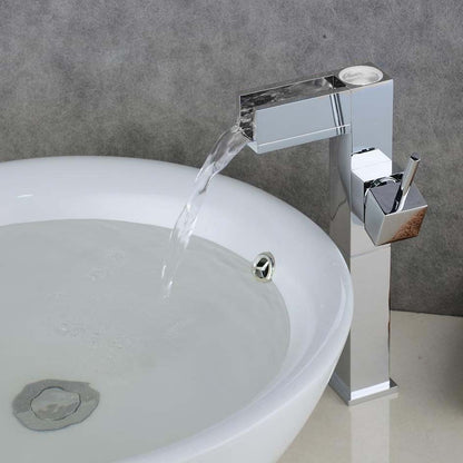 Juno Waterfall Spout Chrome Bathroom Sink Faucet