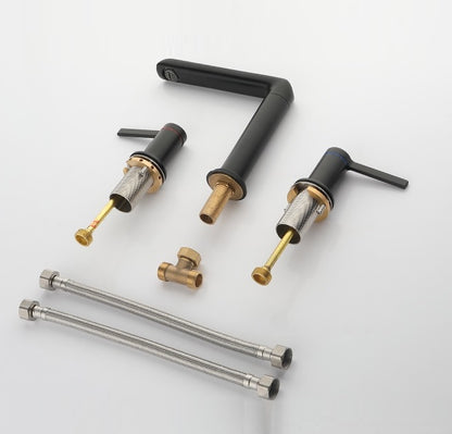 Juno New Luxury Widespread Bathroom Sink Faucet Solid Brass Body Deck Mount