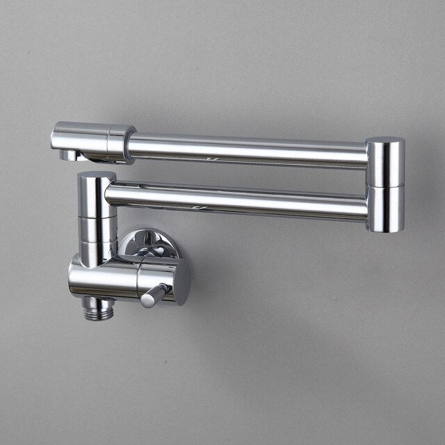 Juno Wall Mount Foldable Brass Kitchen Faucet With Coiled Rotating Biget Kitchen Sink Faucet