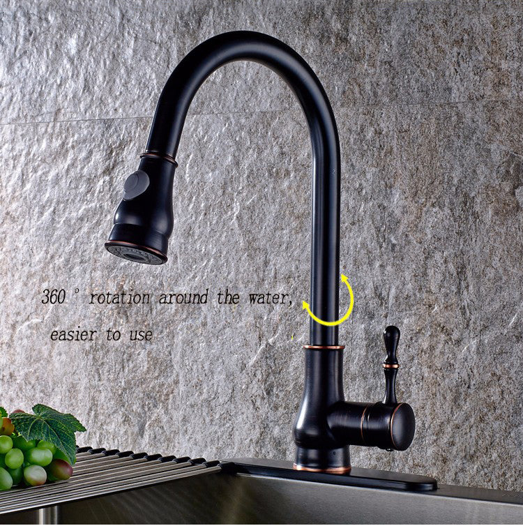 Kitchen Faucet Single Handle Dark Oil Rubbed Bronze With Faucet Coverage Plate Sink Faucet Mixer