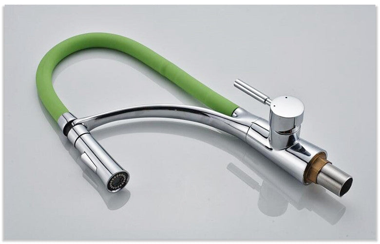 Kitchen Faucet with Dual Sprayer & Green Leather