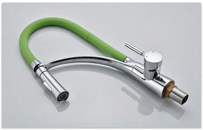 Kitchen Faucet with Dual Sprayer & Green Leather