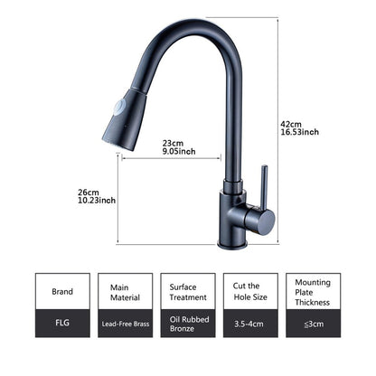 Juno Black Kitchen Faucet Deck Mount Single Lever with Pull Out Sprayer