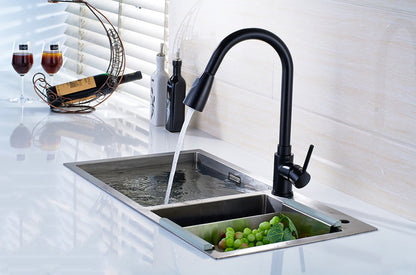 Juno Black Kitchen Faucet Deck Mount Single Lever with Pull Out Sprayer