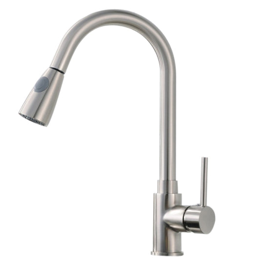 Kitchen Sink Faucet Deck Mount Single Lever Brushed Finish with Pull Out Sprayer